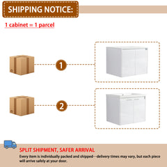 48" Bathroom Vanity With Resin Sink, Soft Close Doors & Wall Cabinet, Float Mounting Design, Glossy White, Plywood(KD-Packing)