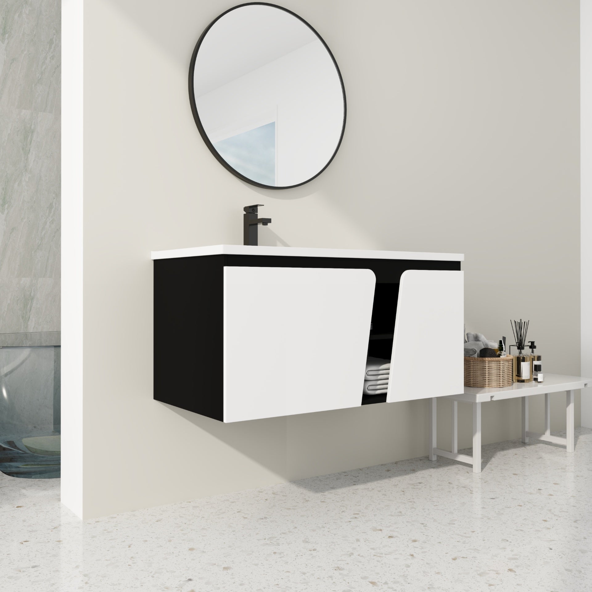 40'' Floating Wall-Mounted Bathroom Vanity with Ceramics Sink & Soft-Close Cabinet Door
