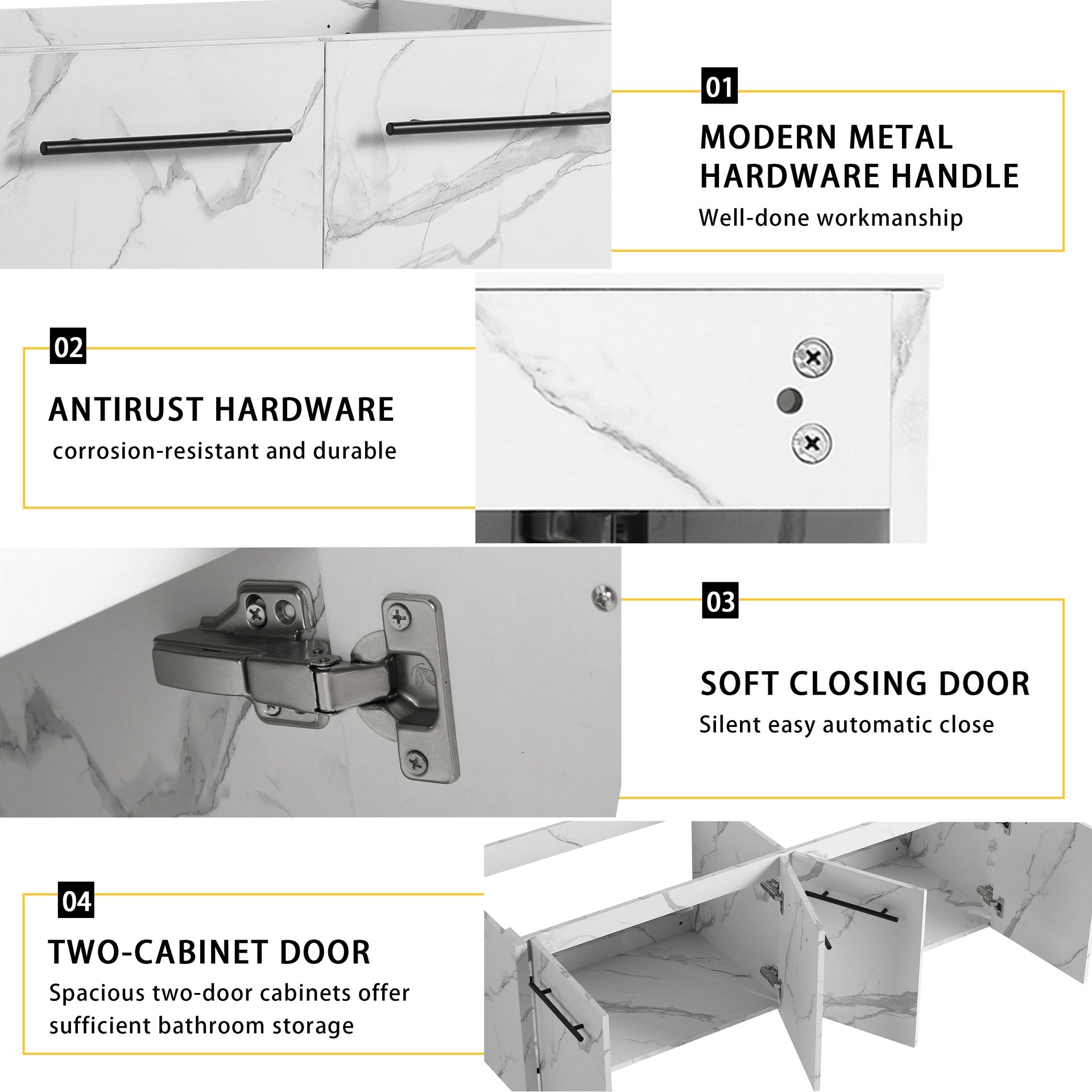 60 Inch Wall-mounted Bathroom Vanity (Only the Cabinet Body, No Top Sink)-BVB09160CW