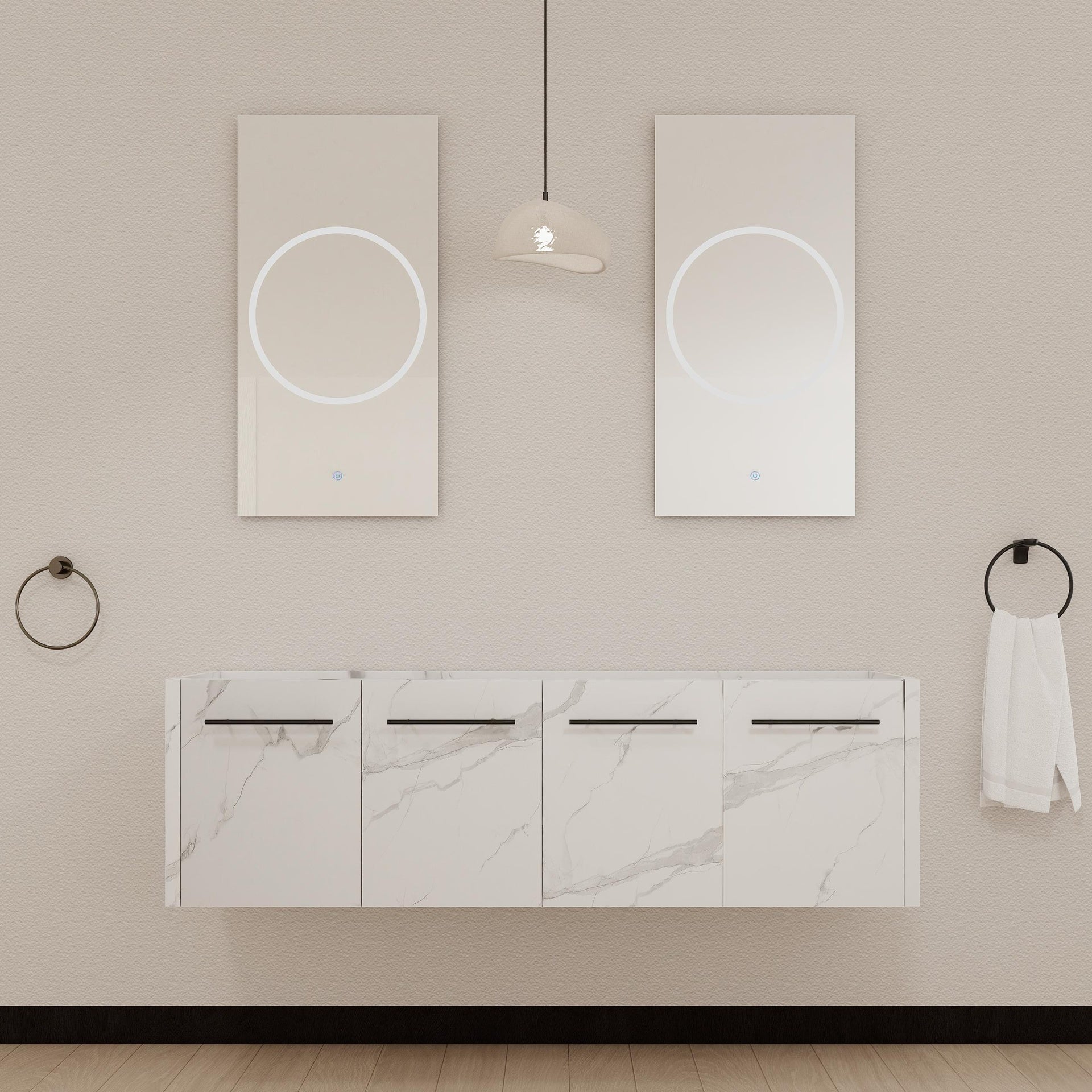 60 Inch Wall-mounted Bathroom Vanity (Only the Cabinet Body, No Top Sink)-BVB09160CW