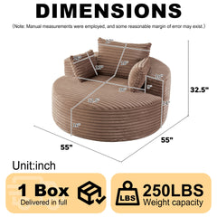 55'L Corduroy Sponge single sofa,No Assembly Required,Fluffy Modern Sleeper Chair for Living room, Bedroom, Lounge and Projection Room(Not a swivel chair.)