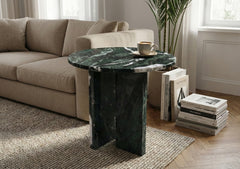 Green natural marble coffee table, small table, living room table, natural stone, Ø17.7 h15.8 Inch/Ø45 h40 cm, genuine marble, real marble