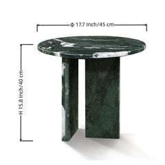 Green natural marble coffee table, small table, living room table, natural stone, Ø17.7 h15.8 Inch/Ø45 h40 cm, genuine marble, real marble