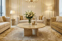 Gold Yellow Beige natural marble coffee table, small table,living room table, natural stone, Ø27.6 h12.6 Inch/Ø70 h32 cm, genuine marble, real marble