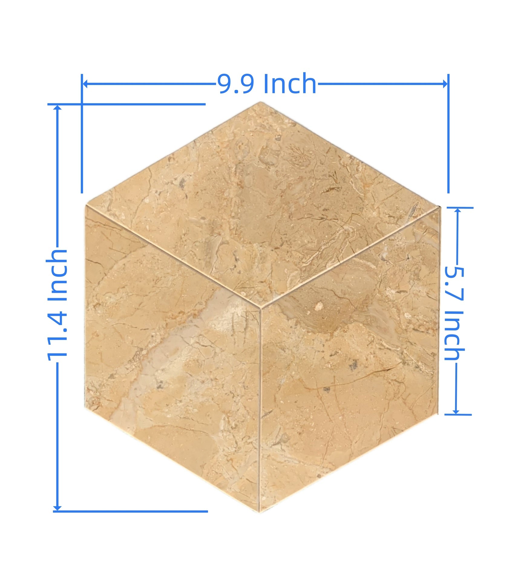 Hexagon Gold Yellow Beige marble, natural marble, for wall and floor, polished marble tile, natural stone, genuine marble, real marble, 1 box 12 pcs
