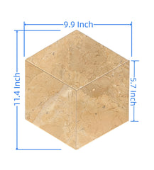 Hexagon Gold Yellow Beige marble, natural marble, for wall and floor, polished marble tile, natural stone, genuine marble, real marble, 1 box 12 pcs