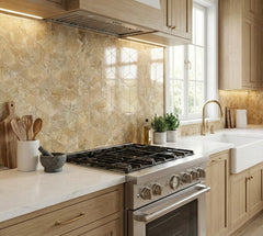 Hexagon Gold Yellow Beige marble, natural marble, for wall and floor, polished marble tile, natural stone, genuine marble, real marble, 1 box 12 pcs