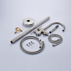 Single Handle Freestanding Tub Filler Floor Mount Bathtub Faucet with Handheld Shower (Brushed Nickel)
