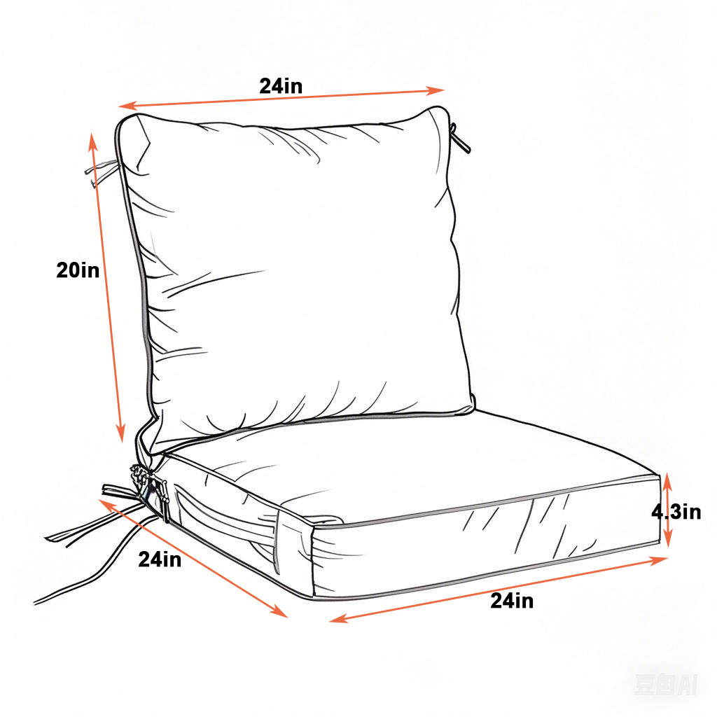 24x24 Inch Outdoor Deep Seat Cushion Set - Waterproof Fade-Resistant Patio Furniture Cushions with Removable Covers, Adjustable Straps & Handles for Chairs, Sofa, Couch (2-Piece)-Yellow/white