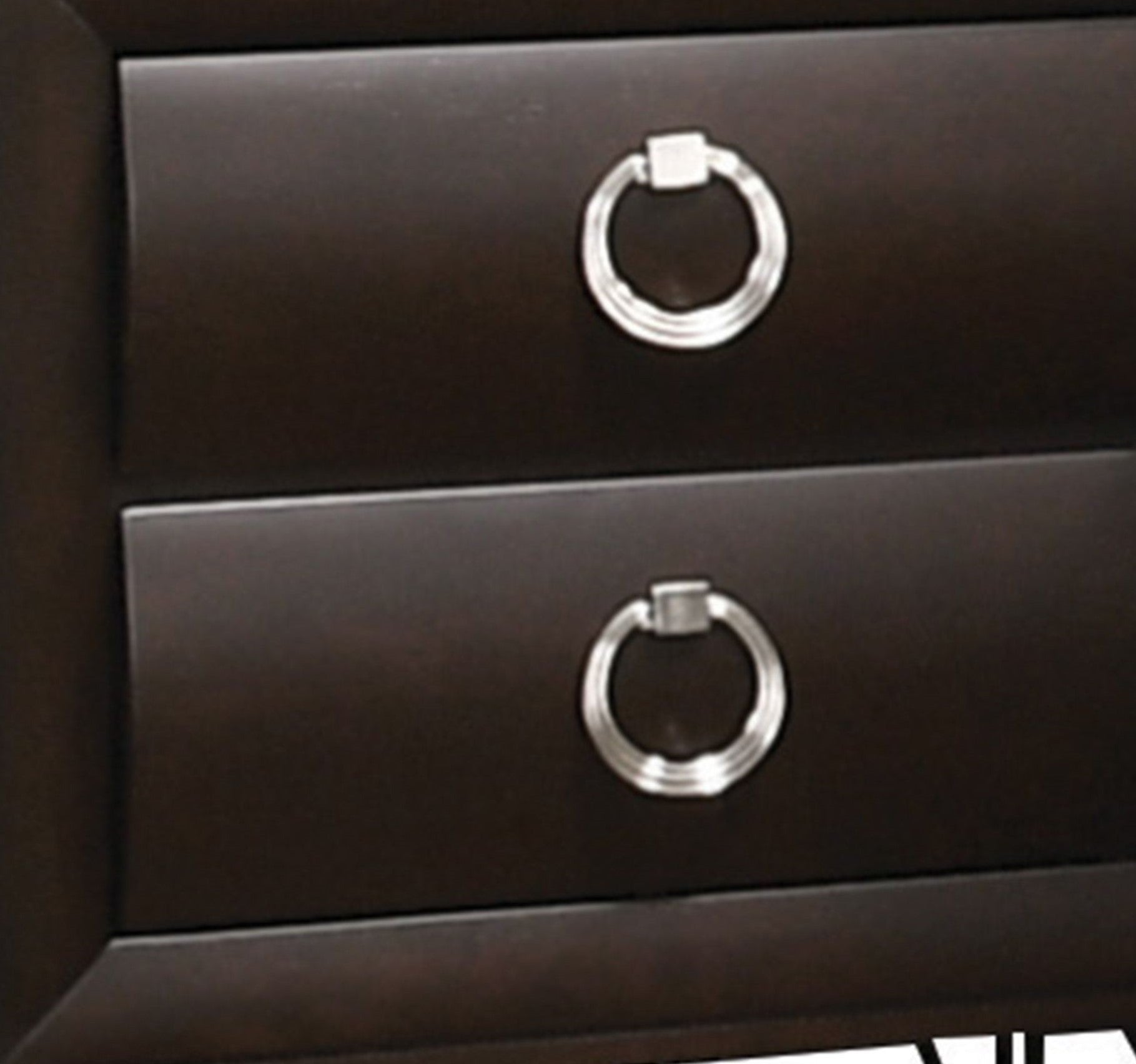 1pc Contemporary Dark Merlot Finish Nightstand with Drawers Metal Legs Bedroom Furniture