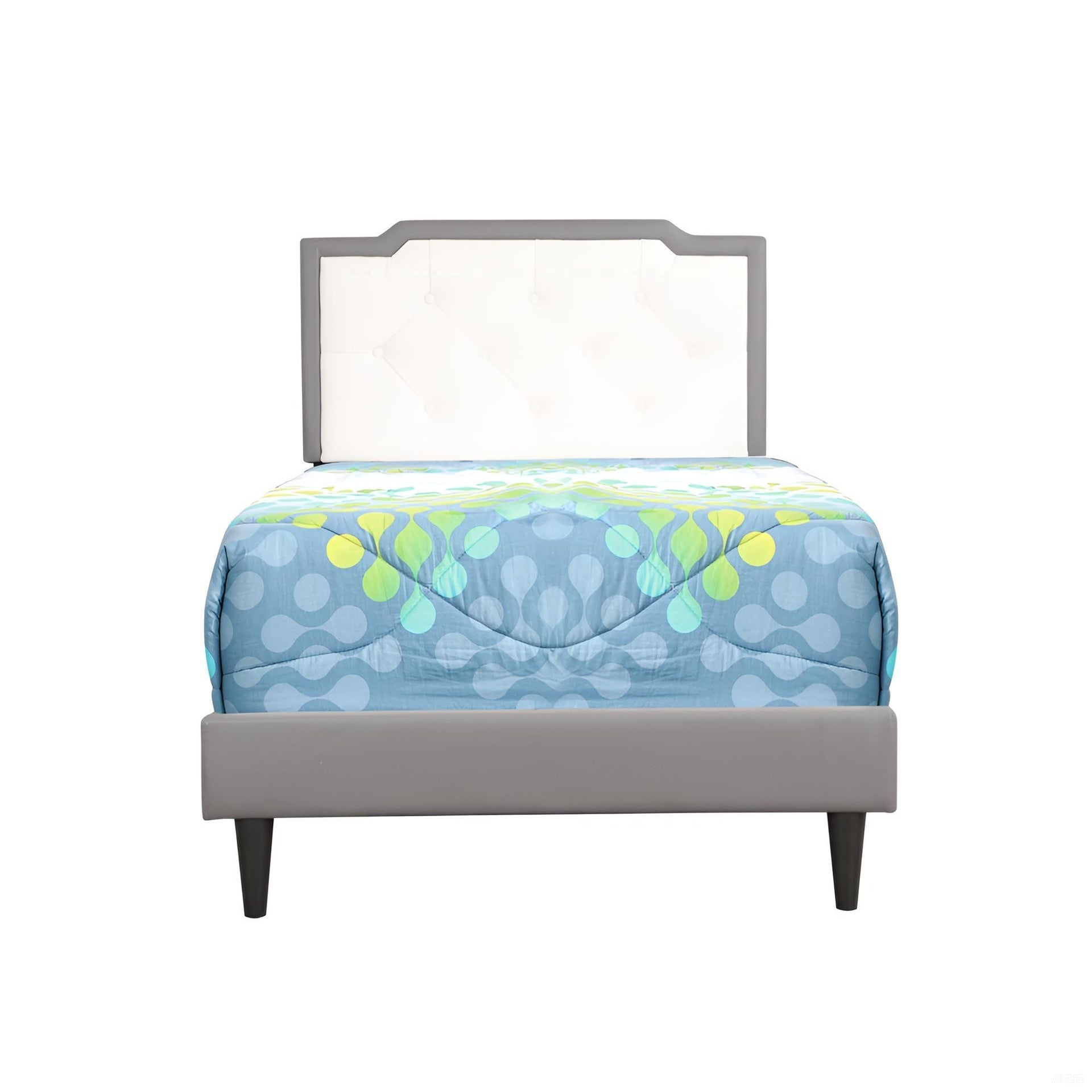 Stylish Casual Twin Bed In Light Grey