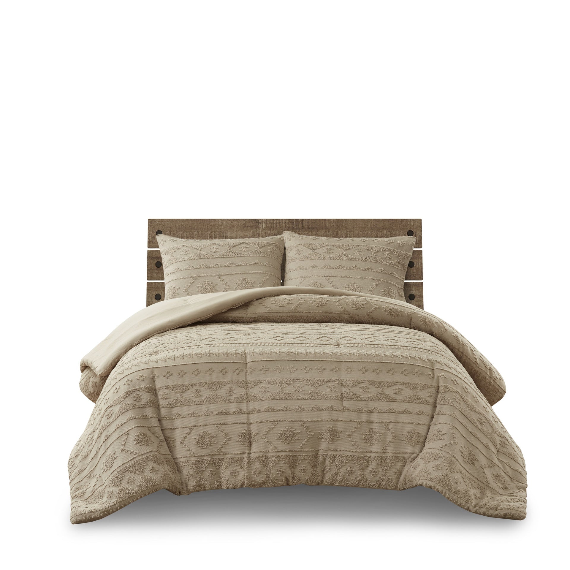 3 PCS Full/Queen Chenille Oversized Comforter Set Tan