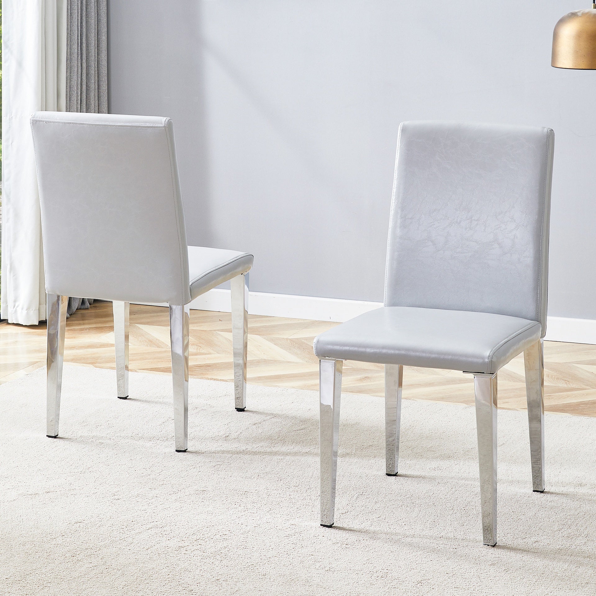 Two Light Gray PU dining chairs, simple and versatile, comfortable and accompanied. Exquisite and versatile dining chairs unlock a comfortable new experience.(Set of 2)W1151P269057