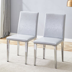 Two Light Gray PU dining chairs, simple and versatile, comfortable and accompanied. Exquisite and versatile dining chairs unlock a comfortable new experience.(Set of 2)W1151P269057