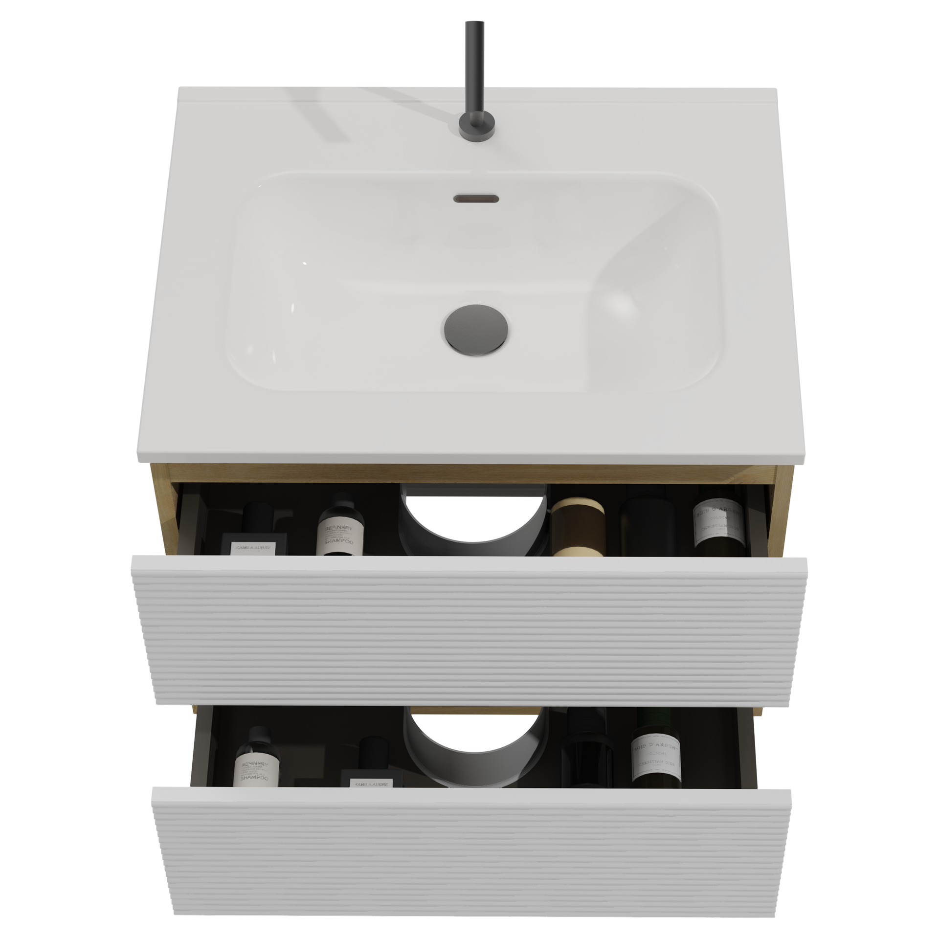 Gloria 24" Wall Mounted Snow White Matt  &  Natural Oak Bathroom Vanity with Integrated Ceramic Sink with Overflow, Large Storage Floating Bathroom Vanity for Modern Bathroom, Pre-assembled