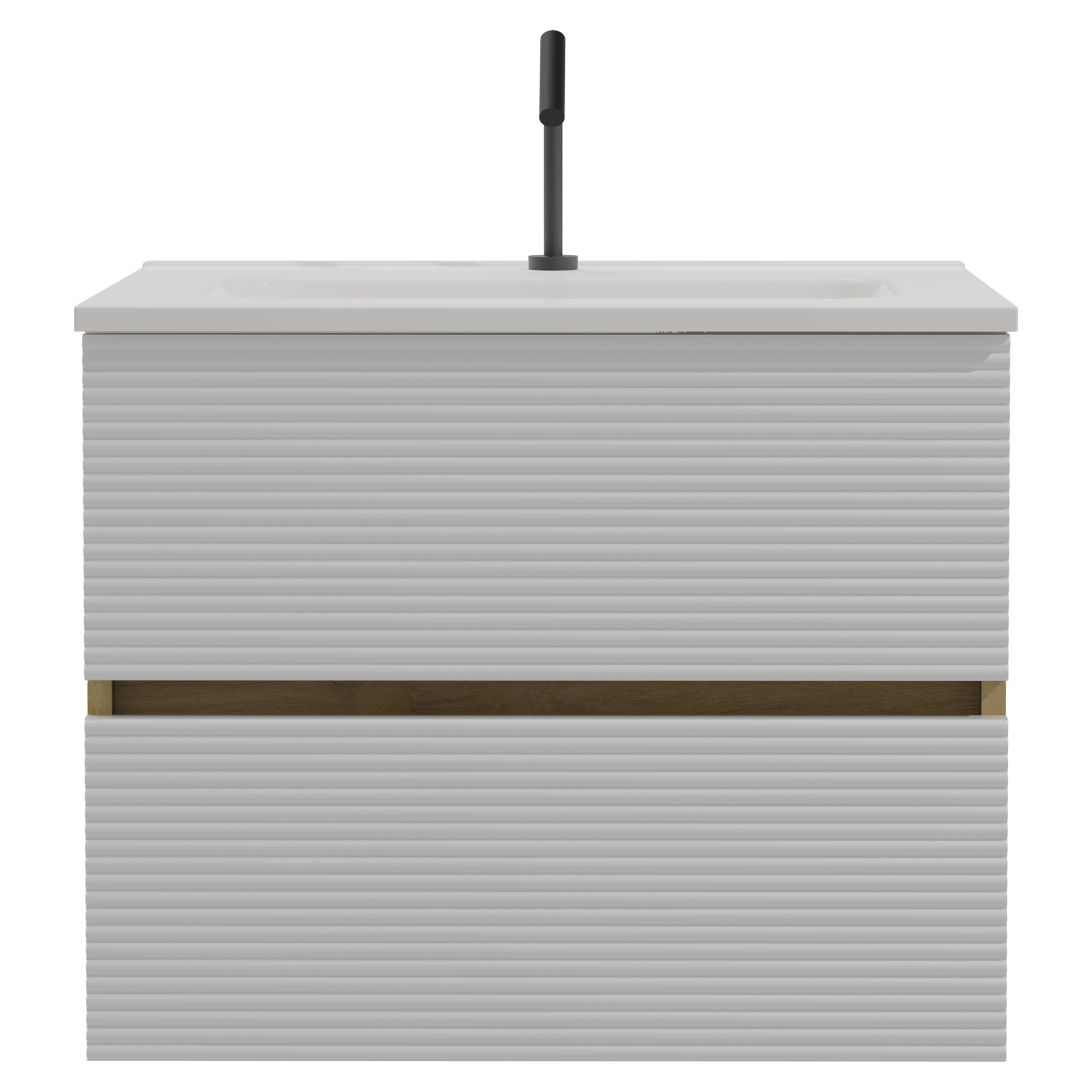 Gloria 24" Wall Mounted Snow White Matt  &  Natural Oak Bathroom Vanity with Integrated Ceramic Sink with Overflow, Large Storage Floating Bathroom Vanity for Modern Bathroom, Pre-assembled
