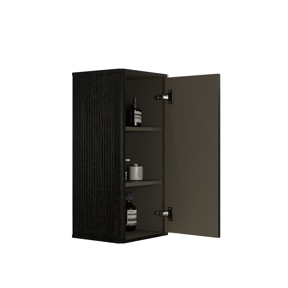 CC0414S308  Striped Brushed Black Oak FloatingBathroom Floating Side Cabinet, Wall-mounted Storage Cabinet for Small Spaces, Pre-assembled
