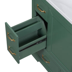 36" Bathroom Vanity with Sink Combo, Six Drawers, Multi-Functional Drawer Divider, Adjustable Shelf, Green (Old Sku:SY999808AAF)