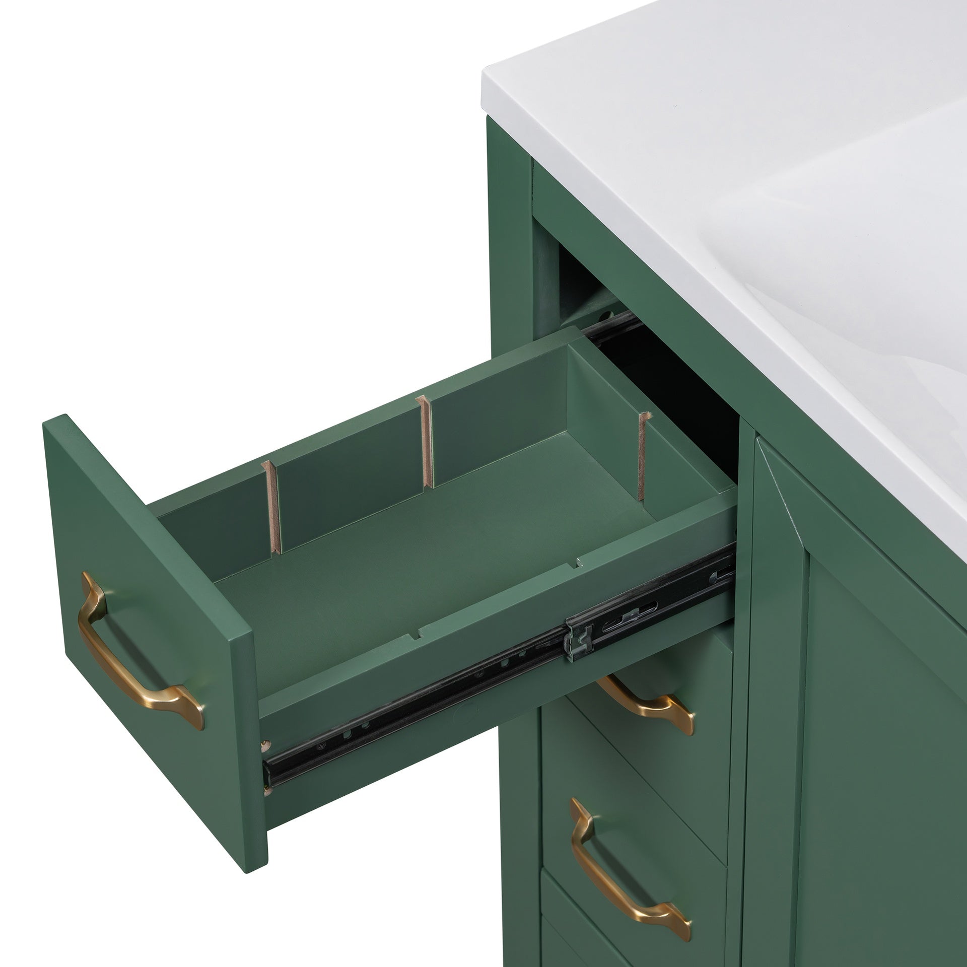 36" Bathroom Vanity with Sink Combo, Six Drawers, Multi-Functional Drawer Divider, Adjustable Shelf, Green (Old Sku:SY999808AAF)