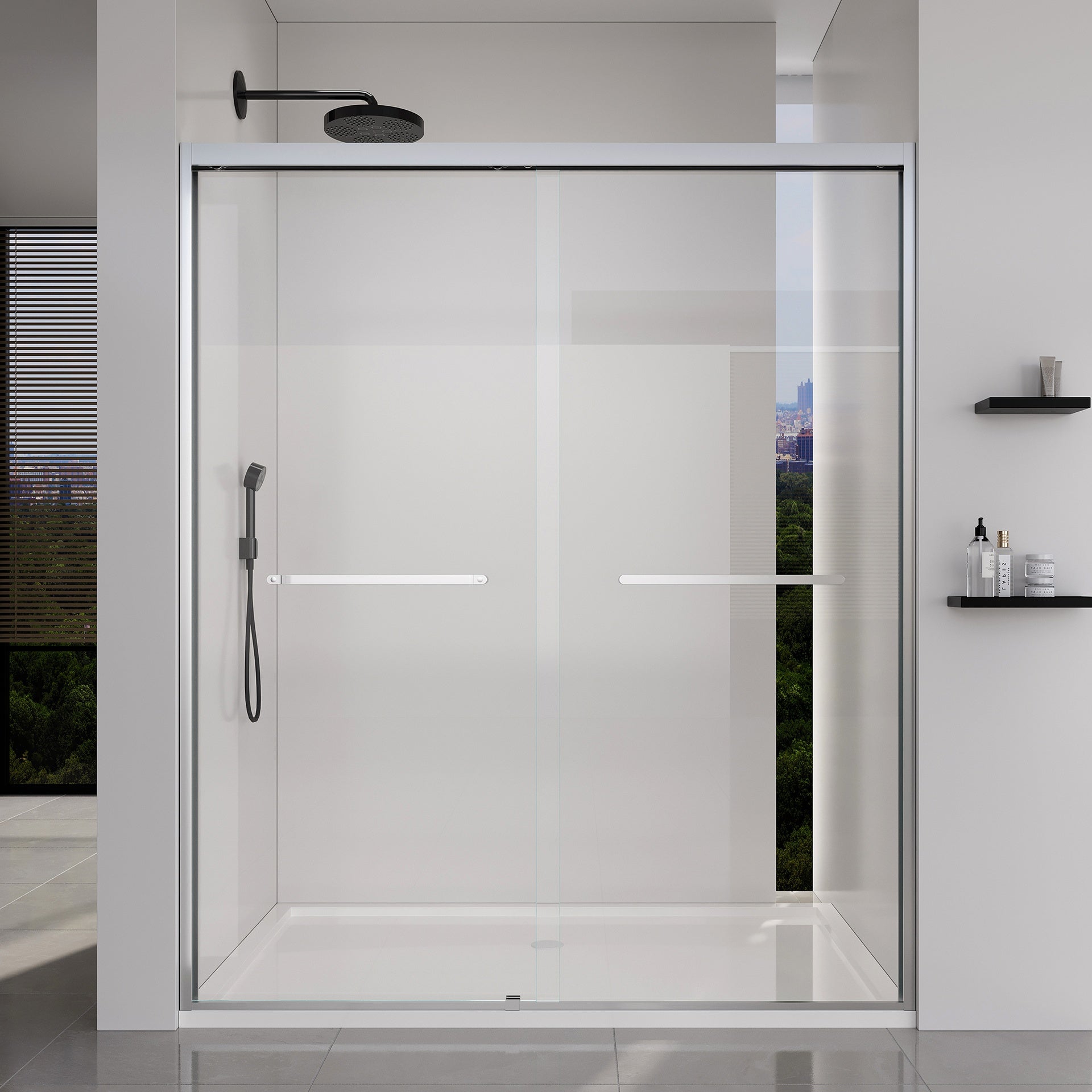 56-60*72 INCH Frame Double Sliding soft-close Shower Doors, Bathroom Sliding Shower Door,  (6mm) Thick SGCC Tempered Glass Door For Bathroom Door ,Brushed Nickel
