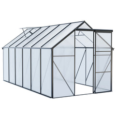 6x12 FT Polycarbonate Greenhouse Raised Base and Anchor Aluminum Heavy Duty Walk-in Greenhouses for Outdoor Backyard in All Season,Black