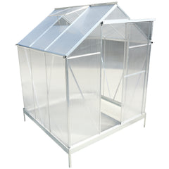 6.3'*6.2'*7'  Polycarbonate Greenhouse, Heavy Duty Outdoor Aluminum Walk-in Green House Kit with Rain Gutter, Vent and Door for Backyard Garden, color aluminium