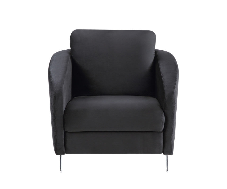 Livia 36"W Black Velvet Modern Chic Accent Armchair