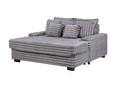 Melodia 67"W Gray Corduroy Oversized Sofa Chaise Lounge Chair with Cupholders and USB Charging Port
