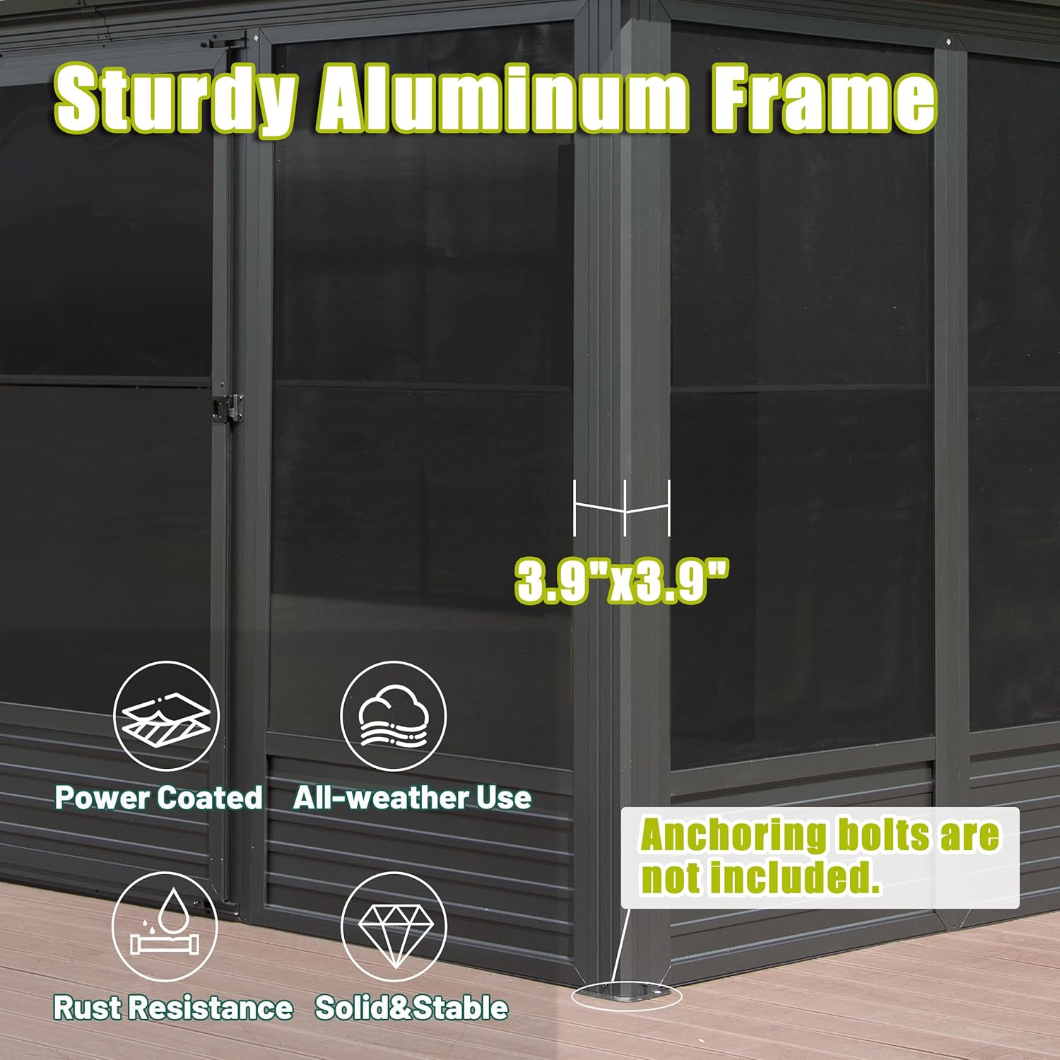 13x16.5FT Sunroom, Four Season Solarium Aluminum Hardtop Gazebo with Galvanized Steel Roof, Movable PVC Screen Walls, Sliding Doors, Sun Room Pavilion Gazebo for Patio Deck Backyard, Gray