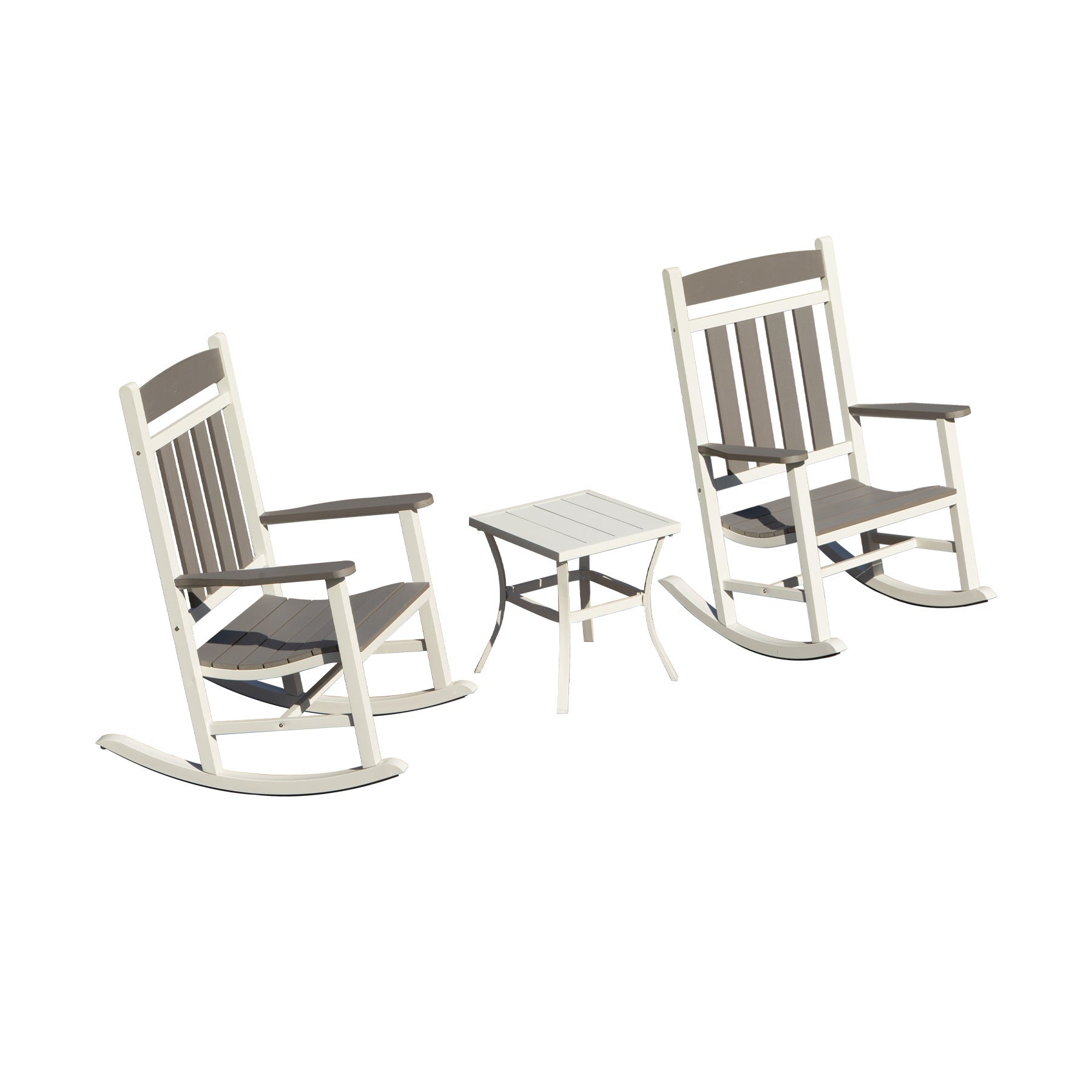 Outdoor Rocking Chairs Set of 3, Durable HDPE Patio Oversized Rockers for Adults, Porch Rocking Chair with 380lbs Support, Weather-Resistant