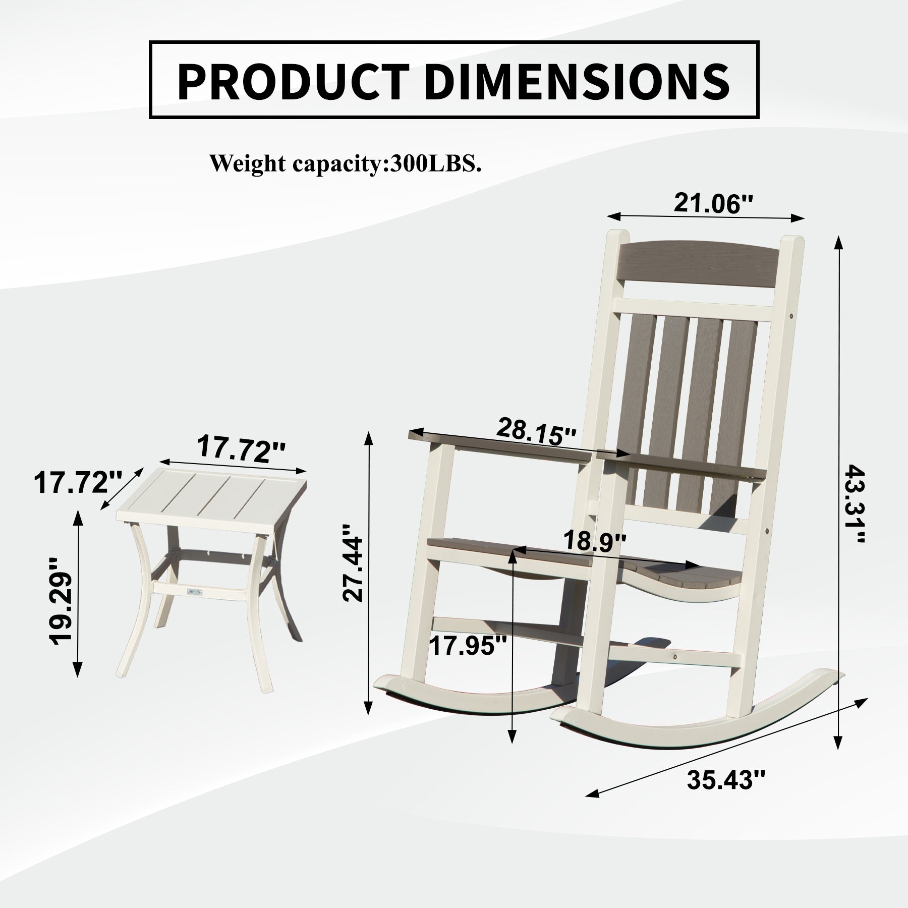 Outdoor Rocking Chairs Set of 3, Durable HDPE Patio Oversized Rockers for Adults, Porch Rocking Chair with 380lbs Support, Weather-Resistant