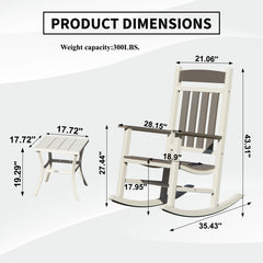 Outdoor Rocking Chairs Set of 3, Durable HDPE Patio Oversized Rockers for Adults, Porch Rocking Chair with 380lbs Support, Weather-Resistant