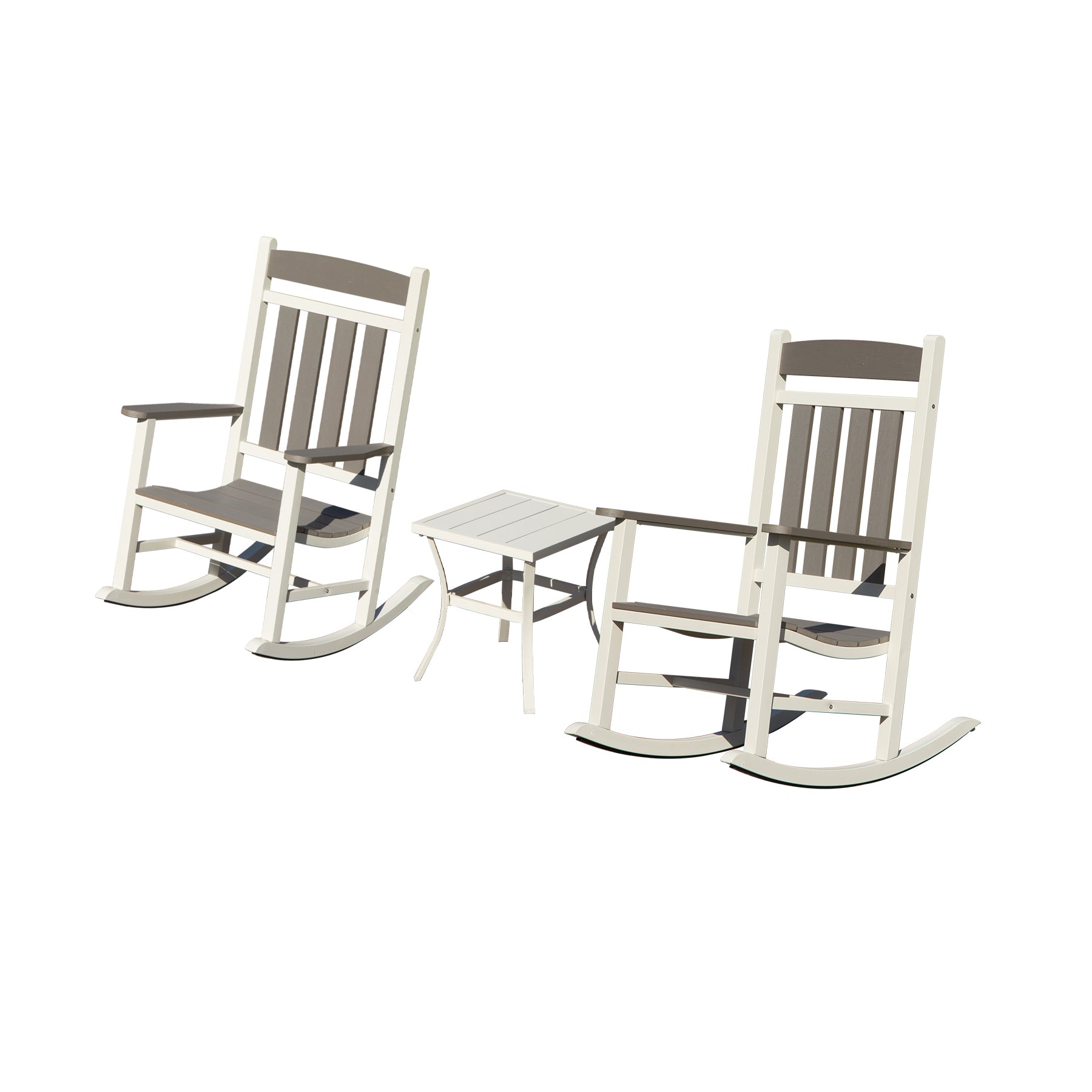 Outdoor Rocking Chairs Set of 3, Durable HDPE Patio Oversized Rockers for Adults, Porch Rocking Chair with 380lbs Support, Weather-Resistant