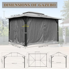 10'x13' Outdoor Gazebo for Patio, Soft Top Metal Gazebos with Double Roofs, Heavy Duty Party Tent with Mosquito Netting and Privacy Curtains for Backyard Garden Lawn Deck (Gray)