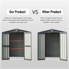 Outdoor Storage Shed 5.7x3 FT,Metal Outside Sheds&Outdoor Storage Galvanized Steel,Tool Shed with Lockable Double Door for Patio,Backyard,Garden,Lawn (5.7x3ft, Dark Gray)