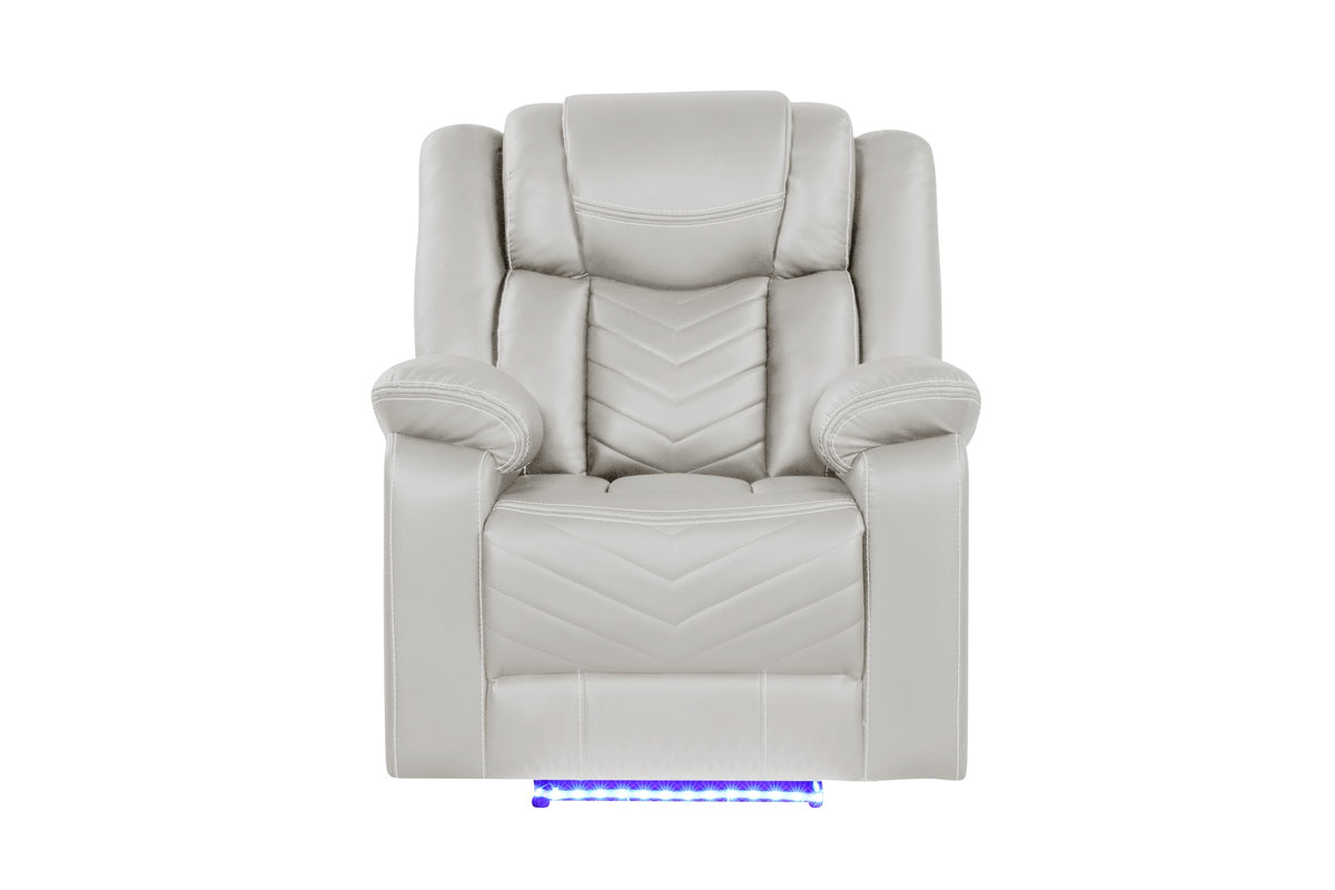 Challenger Modern Contemporary LED Power Recliner Chair made with wood and metal frame in Beige same as G150109158 ( NJ inventory)
