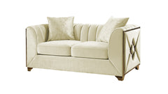 Velencia Modern Style Loveseat in Cream  same as B009139134 (CA inventory)