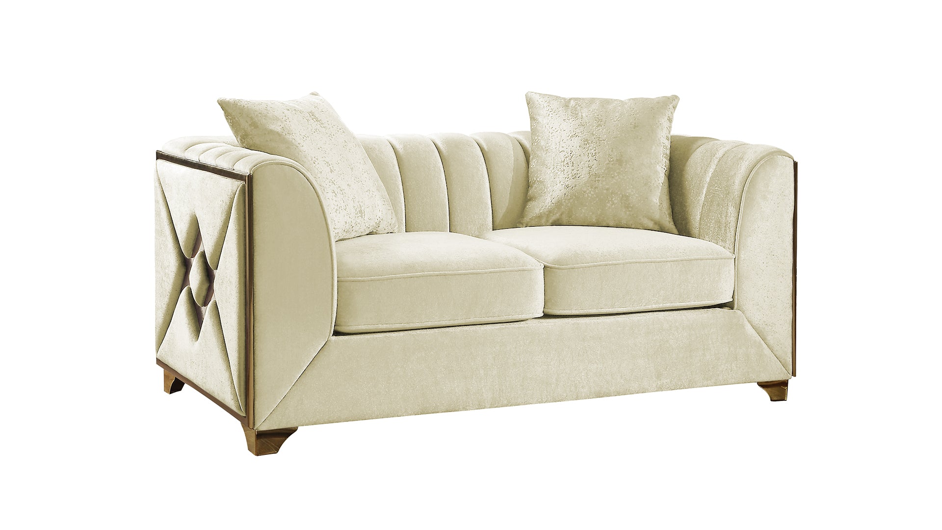 Velencia Modern Style Loveseat in Cream  same as B009139134 (CA inventory)