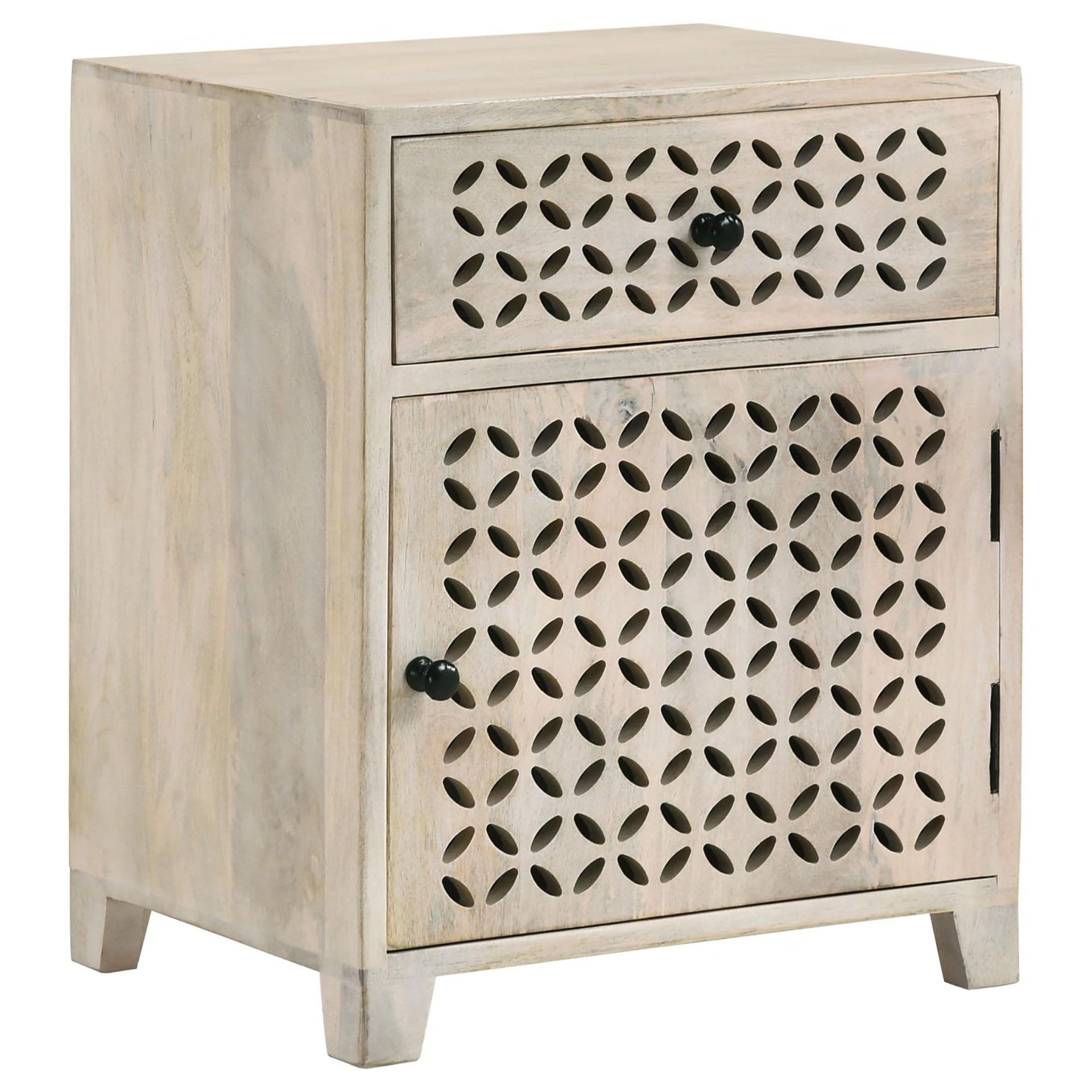 White Washed 1-Door Accent Cabinet with Drawer