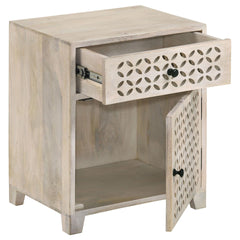 White Washed 1-Door Accent Cabinet with Drawer
