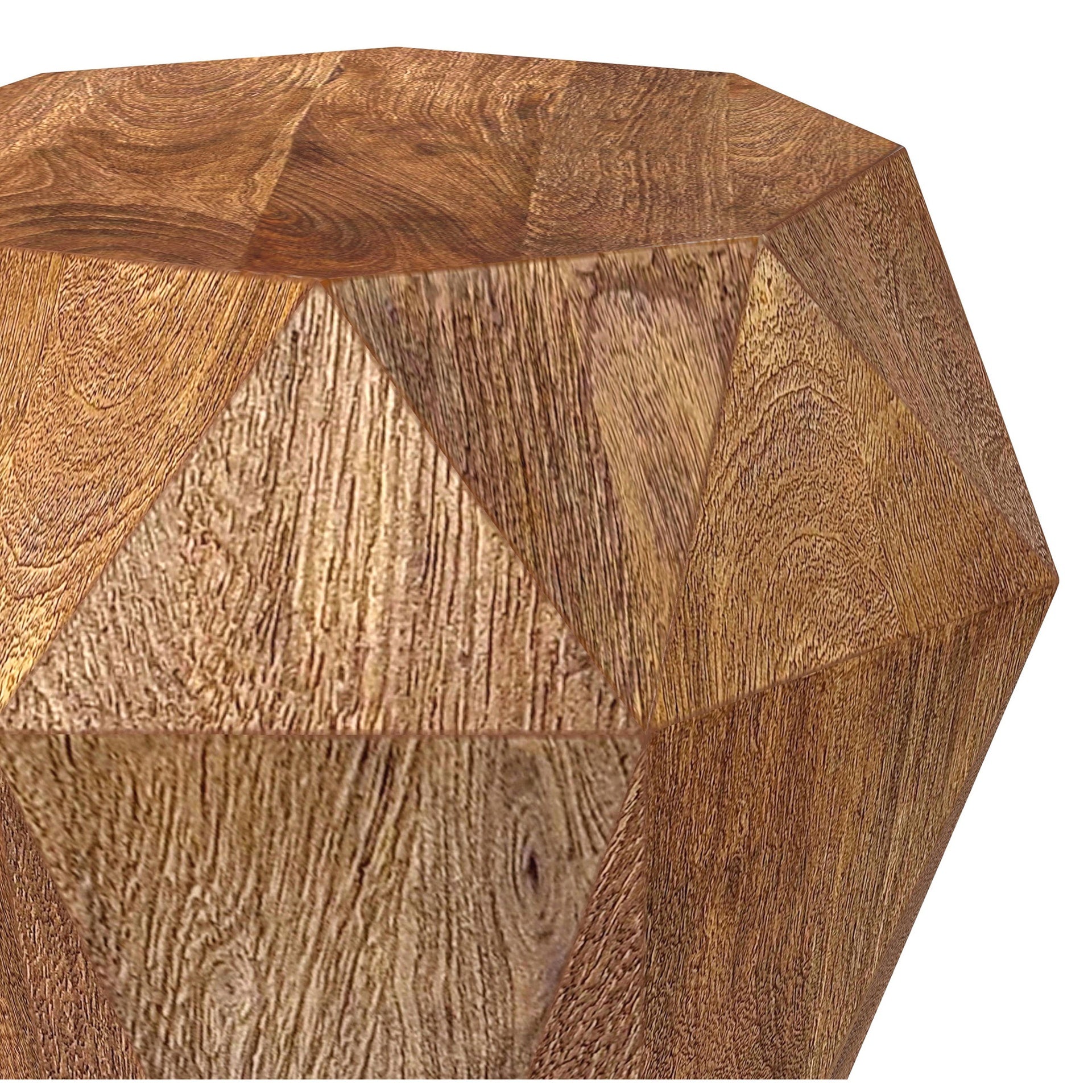 Pringle Natural Brown Octagonal Solid Mango Wood Side Table