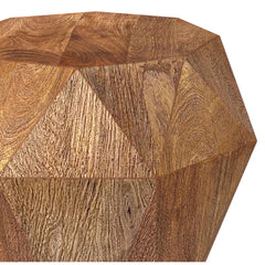 Pringle Natural Brown Octagonal Solid Mango Wood Side Table
