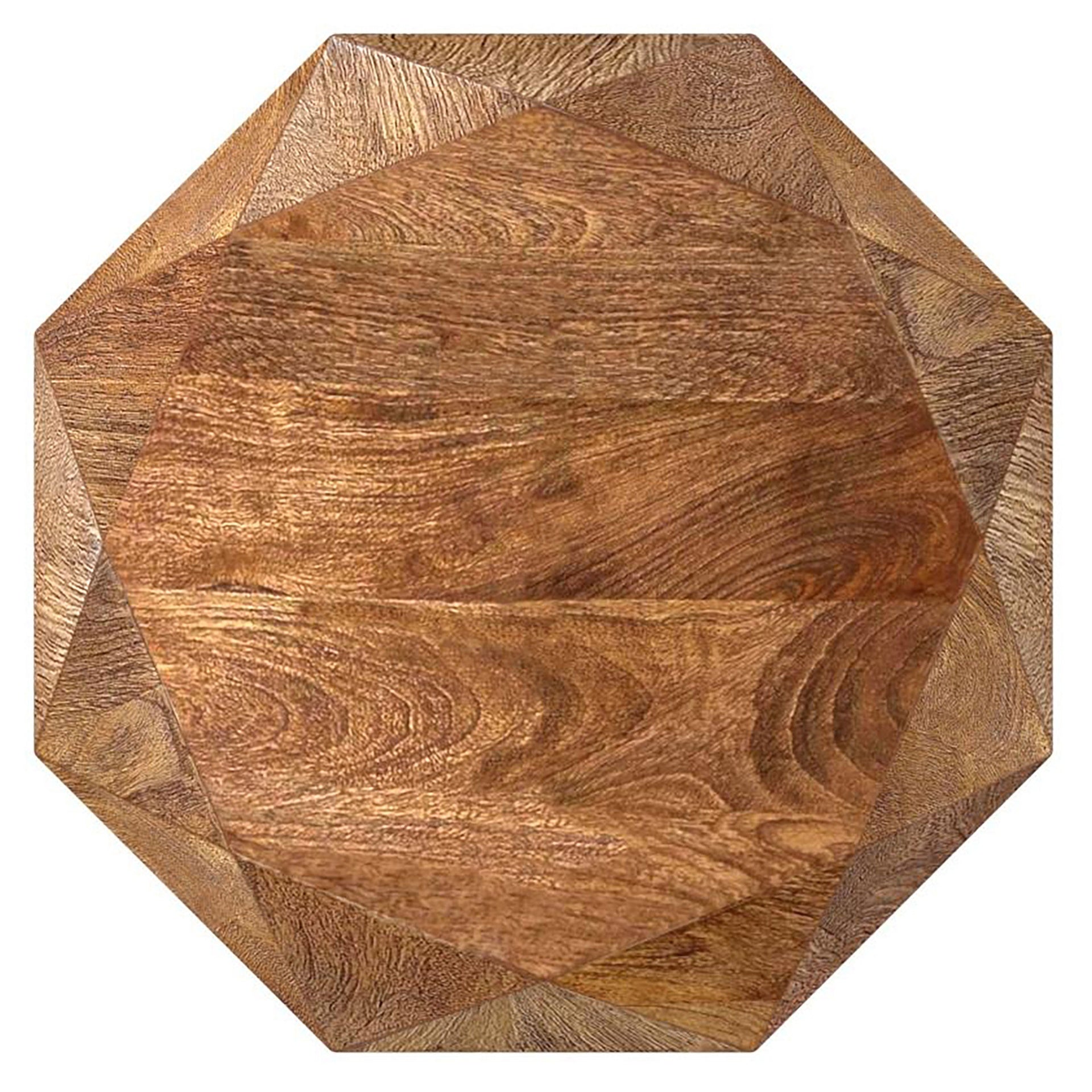 Pringle Natural Brown Octagonal Solid Mango Wood Side Table