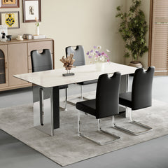 Set of 4 black thickened dining chairs with built - in spring packages and ergonomic design - perfectly blending comfort and elegance, with product dimensions of 15.7*20.5*38.2 inches.