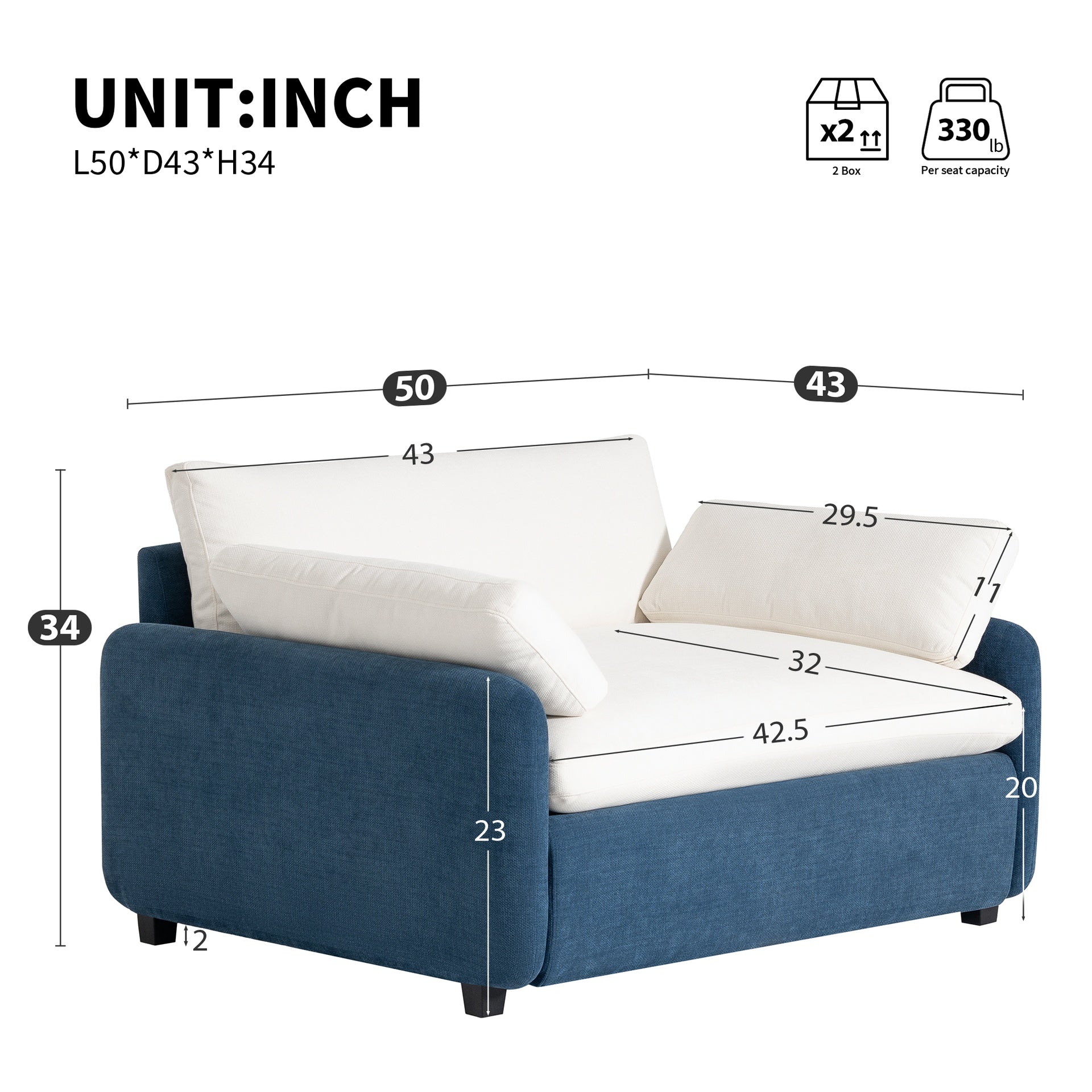 50*43" Oversized Chenille Single Sofa Chair, Wide and Deep Seat Accent Chair, Modern Upholstered Comfy Armchair, Couch Lounge with Pillows for Living Room&Apartment