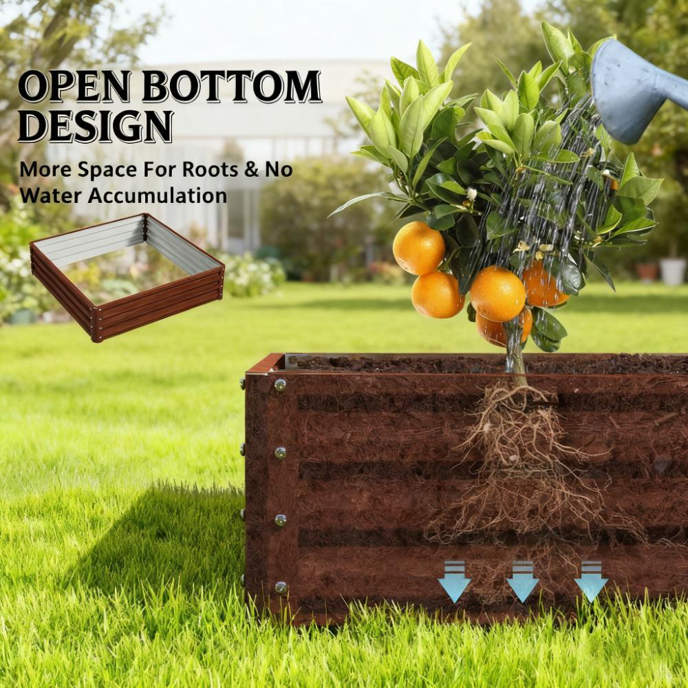 Metal Planter Box,Galvanized Raised Garden Bed,for Growing Vegetables, Flowers, Herbs, Succulents