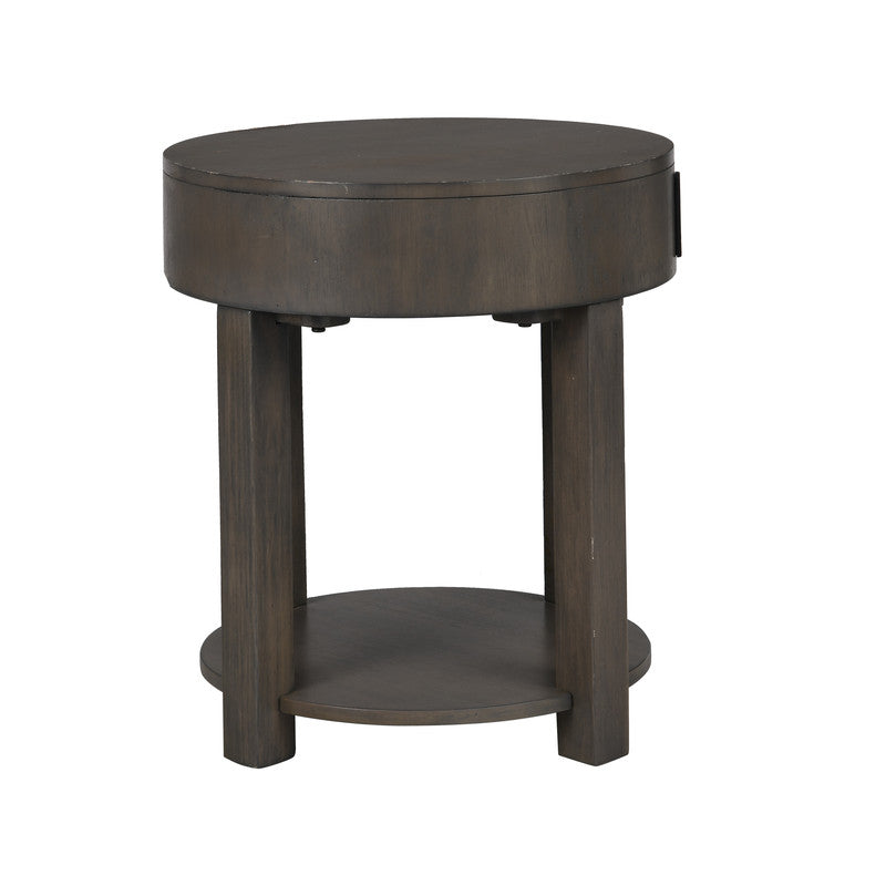 Jonata 20"W Light Brown MDF End Table with USB Ports