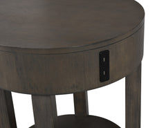Jonata 20"W Light Brown MDF End Table with USB Ports
