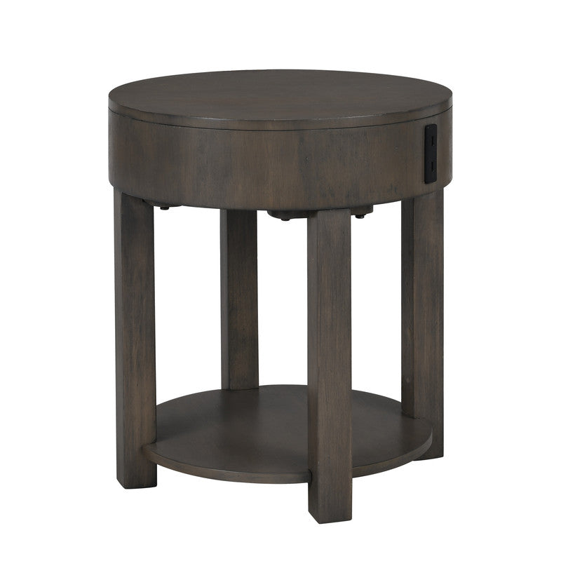 Jonata 20"W Light Brown MDF End Table with USB Ports