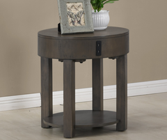 Jonata 20"W Light Brown MDF End Table with USB Ports